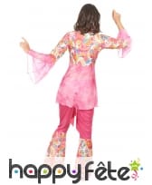 Déguisement rose fleuri de hippie pour femme, image 3