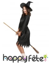 Déguisement robe noire unie mi-courte de sorcière, image 2