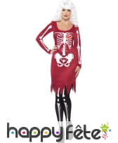 Déguisement robe squelette coeur lumineux