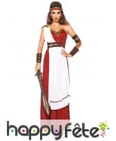 Déguisement rouge toge blanche de romaine