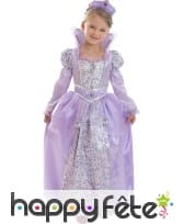 Déguisement robe violette de petite reine lilas