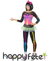 Déguisement squelette femme fluo, image 1