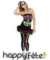 Déguisement squelette fluo femme sexy