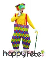 Déguisement salopette large multicolore de clown