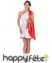 Déguisement tunique romaine blanche, cape rouge, image 1