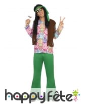 Déguisement vert coloré de hippie pour homme