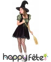 Déguisement vert et noir court de sorcière, image 3