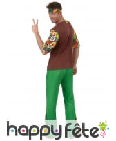 Déguisement vert fleuri hippie pour homme, image 2
