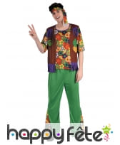 Déguisement vert fleuri hippie pour homme, image 3