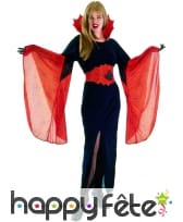 Elegant costume moulant noir rouge de vampiresse