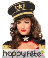 Elégante casquette militaire noire étoile dorée