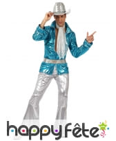 Ensemble disco bleu brillant pour homme