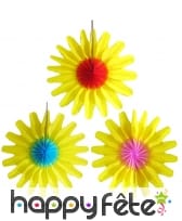 Eventail de fleur jaune soleil de 20cm