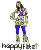 Ensemble hippie violet à motifs fleuris pour femme, image 3