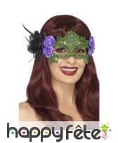 Elégant loup de sorcière en filigranes verts