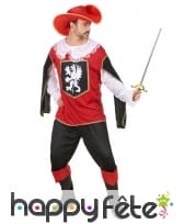 Ensemble rouge de mousquetaire pour adulte, image 1