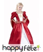 Elégante robe rouge médiévale pour fillette