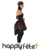 Elegante tenue robe noire et rouge de vampire, image 2