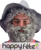 Fausse barbe grise frisee avec élastique