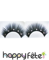 Faux cils noirs avec strass