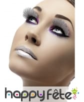 Faux cils plumes argentées + colle, image 1