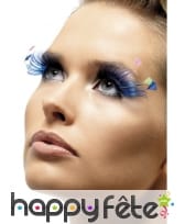 Faux cils plumes bleues