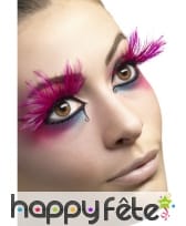 Faux Cils roses avec plumes