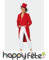 Frac gabardine rouge pour femme, effet velours, image 1