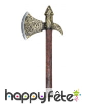 Fausse hache dor&eacute;e manche marron, 39cm