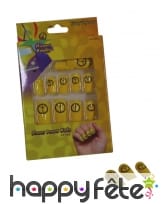 Faux ongles peace and love sur fond jaune