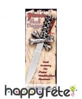 Faux poignard avec manche têtes de mort