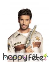 Faux revolver de sheriff argenté
