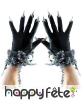 Gants avec ongles en argent et grelot