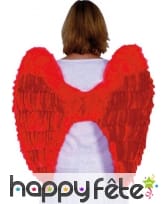 Grandes ailes rouges d'ange avec plumes