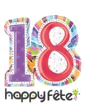 Grand ballon 18 ans coloré de 71cm