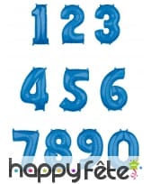 Grand ballon chiffre bleu, 43 x 66 cm