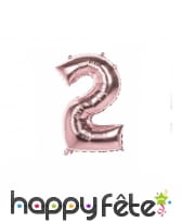 Grand ballon chiffre rose métallisé de 36 cm, image 3