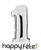 Grand ballon en forme de chiffre métallisé, image 2