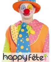 Grande cravate bleue de clown à pois jaune, adulte