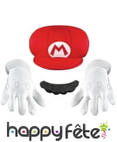 Gants, casquette et moustache de Mario pour enfant