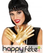 Gants courts glamour couleurs m&eacute;tallis&eacute;es femme, image 3