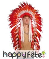 Grande coiffe rouge et blanche de chef indien