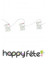 Guirlande de 10 lapins blancs lumineux de 160cm