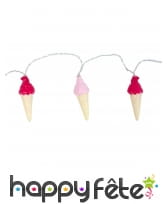 Guirlande de 10 petits cornets de glace lumineux