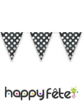 Guirlande de fanions noirs à pois blancs