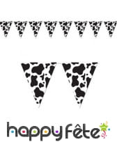 Guirlande de fanions vache noir et blanc, 370cm