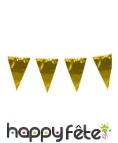 Guirlande de grands fanions dorés, 10m