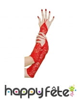 Gants en dentelle rouge avec attache doigt, image 1