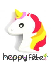 Gomme en forme de licorne multicolore, 3cm