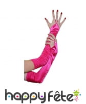 Gants fuchsia plissés avec attache doigt, image 1